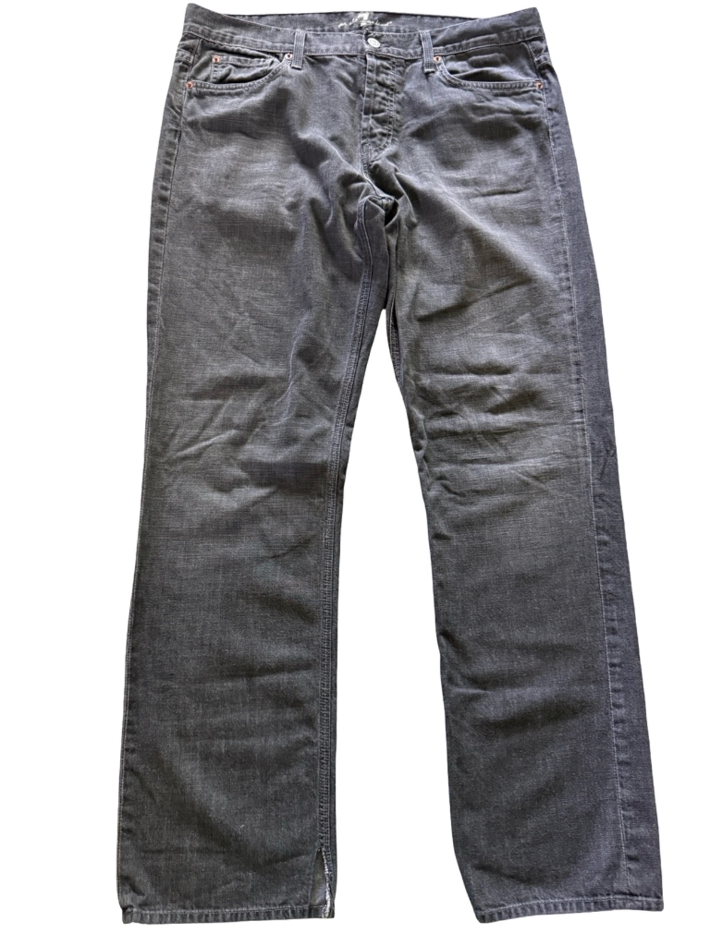 7 For All Mankind Jeans Black Button Fly Straight Leg Y2K Denim size 36 slouchy